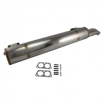 T2 mit Typ4 Auspuff, Vintage Speed, Edelstahl